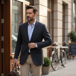 Fioravanti Couture Men’s Gray 100% Cashmere Blazer‎ Sport Coat Jacket Made USA L